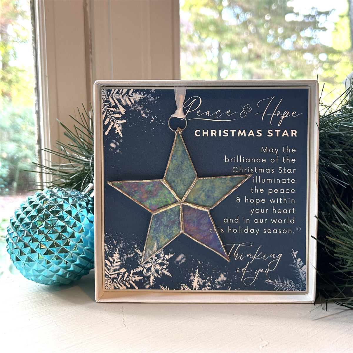 Peace &amp; Hope Christmas Star: Handmade Stained Glass