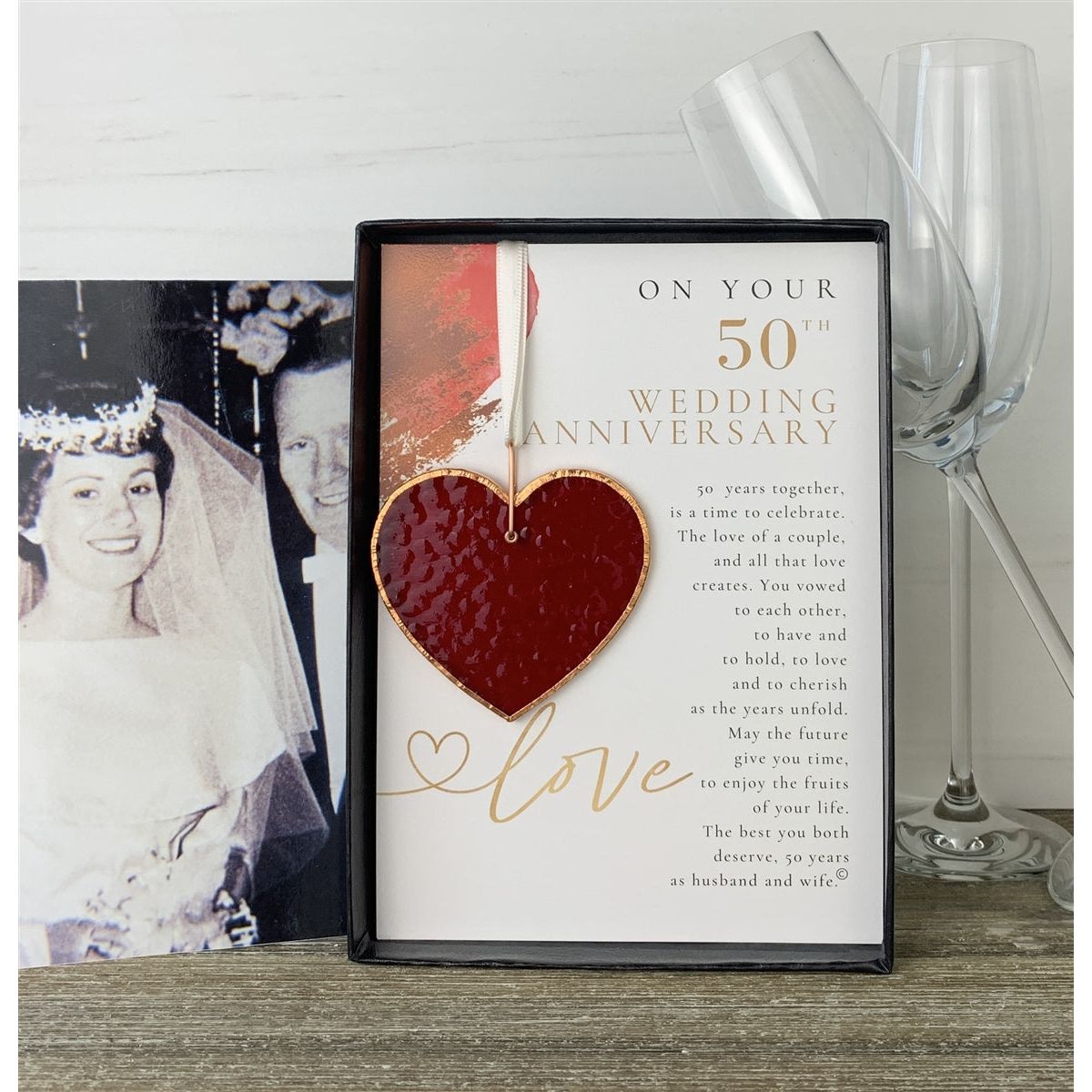 On Your 50th Wedding Anniversary: Glass Heart