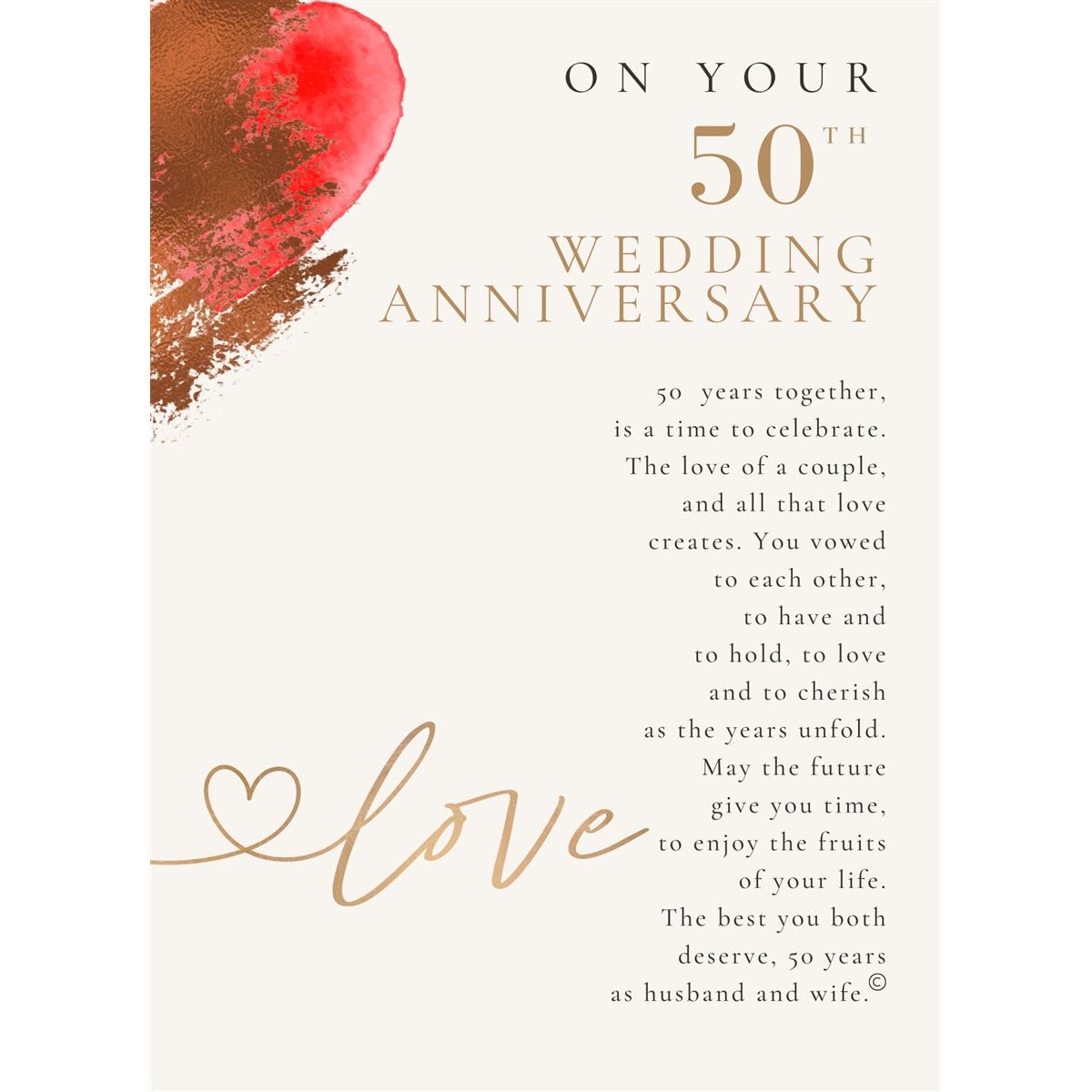 &quot;On Your 50th Wedding Anniversary&quot; artwork and poem.
